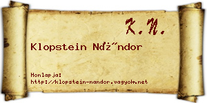Klopstein Nándor névjegykártya